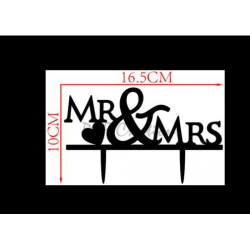 Mr and Mrs With Heart Cake Topper
